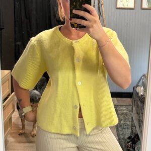 Lemon Yellow Button-Down Cardigan